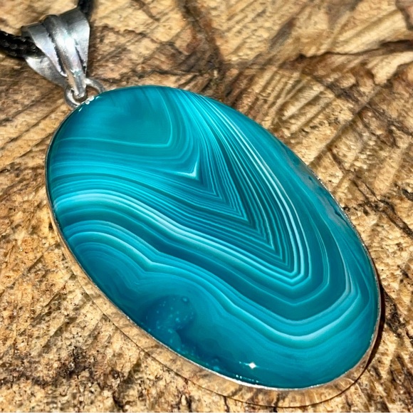 Translucent Banded Botswana Agate Pendant 2 1/2” - Picture 7 of 11